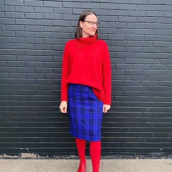 AllSaints Witby Roll Neck Asymmetric Cashmere Sweater in Rare Red Color Medium - Picture 5 of 11